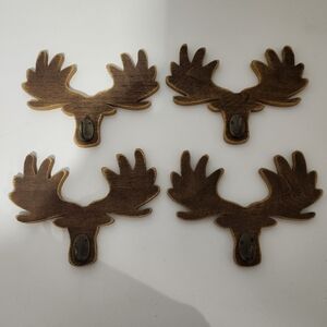 Rustic Brown Moose Wall Hooks, Set Of 4